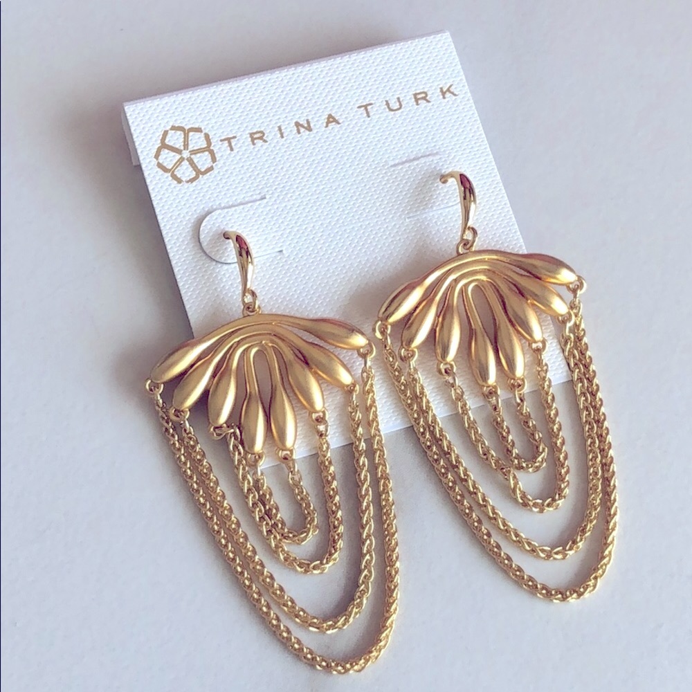 🆕Trina Turk | Retro Botanic Drape Chain Earrings
